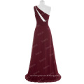 Starzz One shoulder Wine Red Chiffon Long Simply Bridesmaid Dress ST000071-4